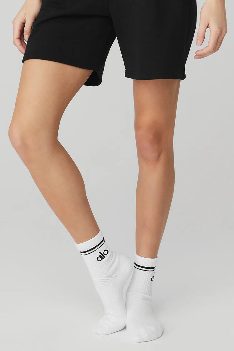 UNISEX HALF-CREW THROWBACK SOCK - WHITE/BLACK