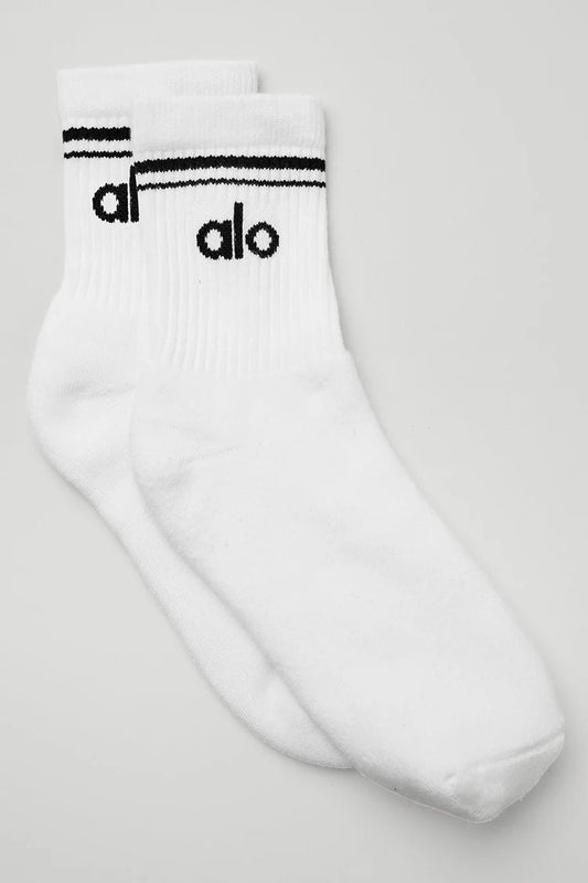 UNISEX HALF-CREW THROWBACK SOCK - WHITE/BLACK